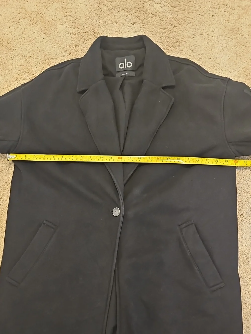 ALO Lined Yoga Black Single-Button Trench Coat Sz L